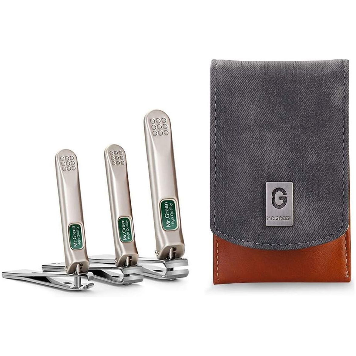 Manicure Pedicure Sets, 3 Pcs Nail Clippers Set, German Premium Stainless Steel Nail Clippers Kit with High-End Leather Case, Professional Fingernail & Toe Nail Clippers for Men and Women