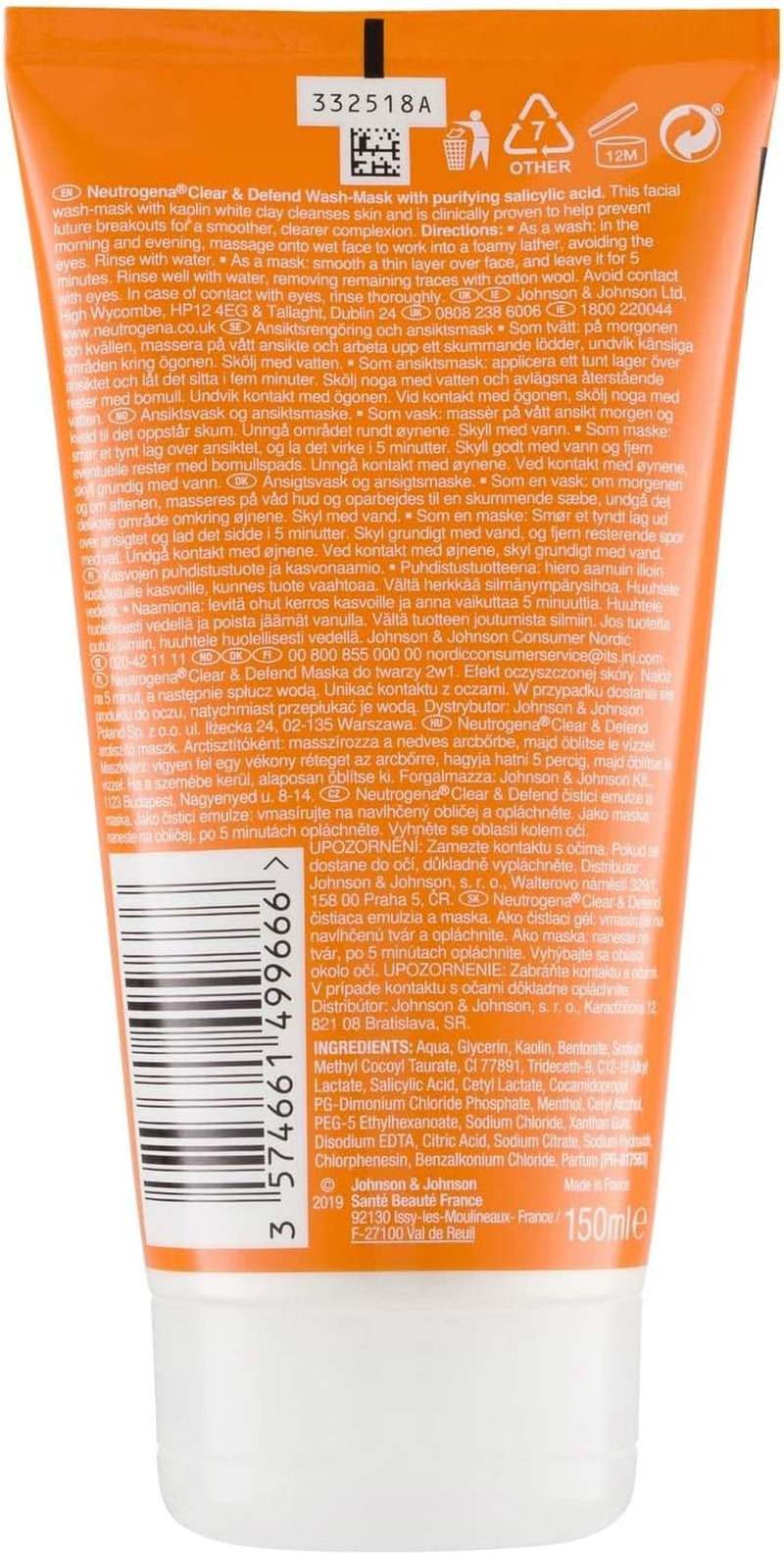 ® Clear & Defend 1% Salicylic Acid 2-IN-1 Wash-Mask 150Ml (Pack of 3)