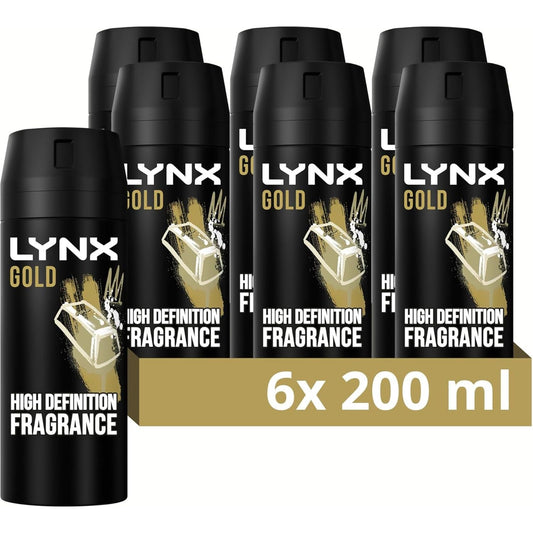 Gold Bodyspray 48 Hours of Odour-Busting Zinc Tech Deodorant to Finish Your Style 6X 200 Ml