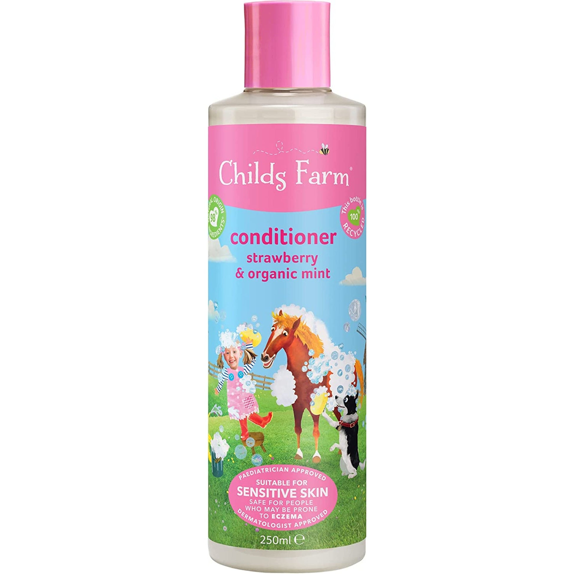 | Kids Conditioner 250Ml | Strawberry & Organic Mint | All Hair Types | Conditions & Nourishes | Suitable for Dry, Sensitive & Eczema-Prone Skin & Scalp