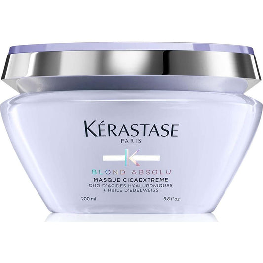 Kérastase Blond Absolu, Intense Conditioning Hair Mask, for Sensitised Lightened or Highlighted Hair, Ideal for Post-Bleaching, with Hyaluronic Acid & Edelweiss Flower, Masque Cicaextreme, 200Ml