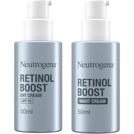 Retinol Boost Day & Night Cream Duo, Renewing Skin Care Set with Boost Day Cream with SPF 15 (1X 50Ml) and Retinol Boost Cream (1X 50Ml), Suitable for Ageing Skin