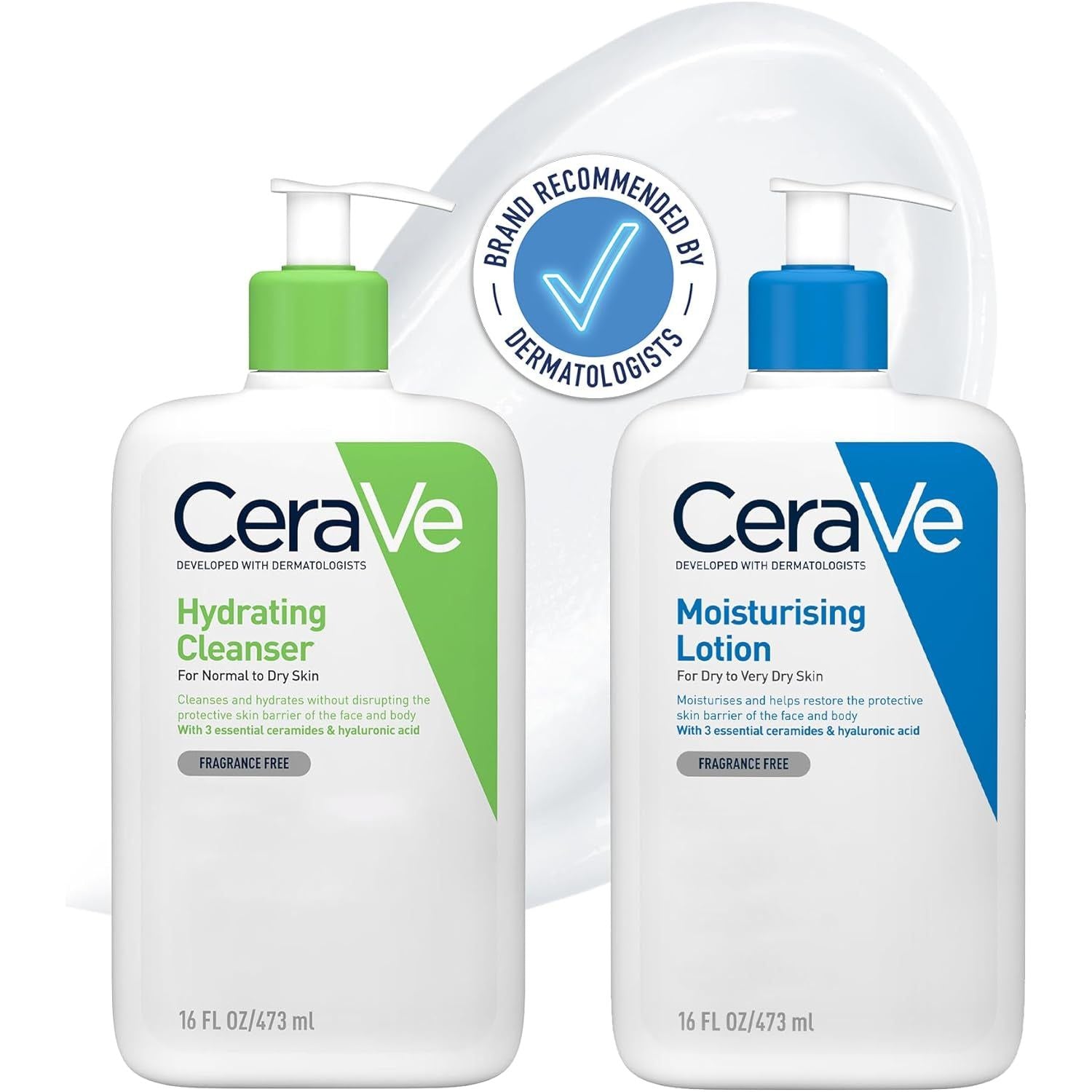 Face & Body Routine for Dry Skin, Hydrating Cleanser & Moisturising Lotion 473Ml X2