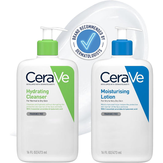 Face & Body Routine for Dry Skin, Hydrating Cleanser & Moisturising Lotion 473Ml X2