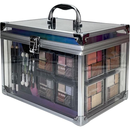 , Colour Delights Makeup Set, 45-Piece Make up Kit with Lipstick, Eyeshadows, Blush, Manicure and Pedicure Set and More, Portable and Fashionable Transparent Briefcase
