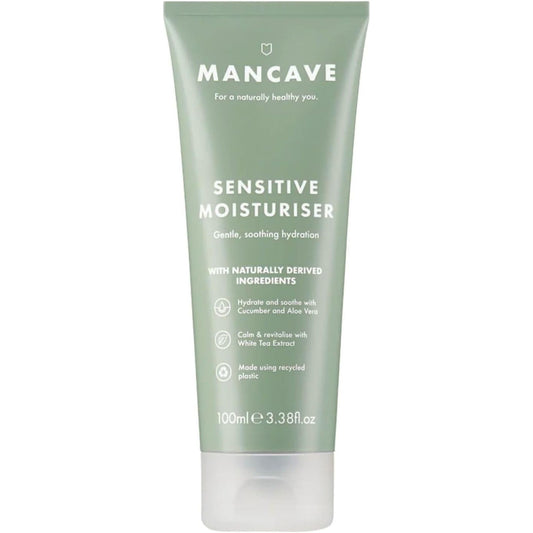 Sensitive Moisturiser 100Ml for Men, Moisturise and Nourish Skin with Aloe Vera & Shea Butter, Dermatologically Tested, Hydrating and Soothing Properties, Natural Formulation, Vegan Friendly