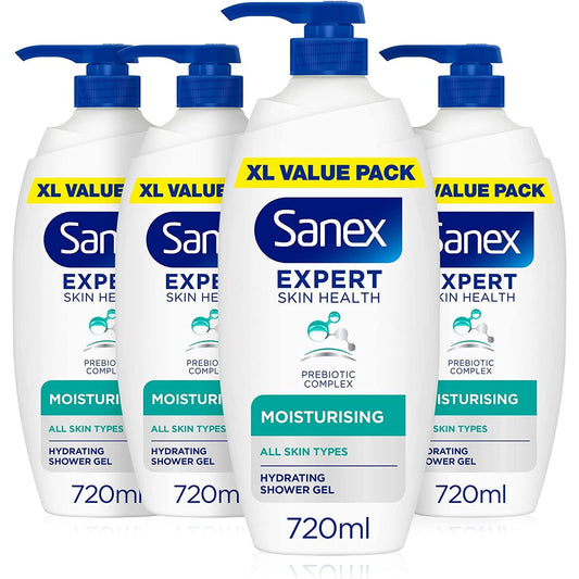 Body Wash, Expert Skin Health, Moisturising Shower Gel, Dermatologist Tested Hydrating for All Skin Types, Multipack, 4 Pack, 720Ml Pump Bottles