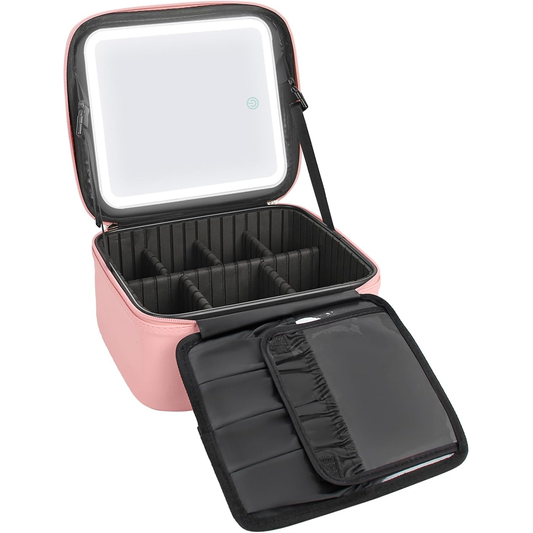 Cosmetic Bag, Travel Makeup Bag with Illuminated Mirror