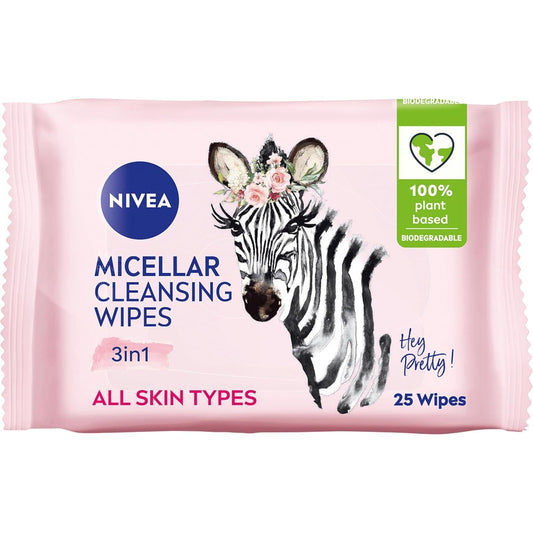 Limited Edition Micellar Cleansing Wipes (25Pcs), Biodegradable Wipes with Micellar Technology, Facial Wipes Effectively Removes Waterproof Make-Up and Mascara