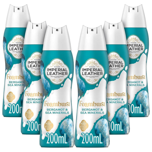 Foamburst Energising Shower Gel, Bergamot & Sea Minerals Body Wash, Luxurious Foam Lather, Gentle Skin Care, Bulk Buy, Pack of 6 X 200Ml