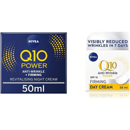 Q10 Anti-Wrinkle Power Revitalising Night Cream (50Ml) & Q10 Anti-Wrinkle Power Firming Day Cream SPF 15 (50Ml), Anti-Wrinkle Face Cream with Skin Identical Q10 and Creatine