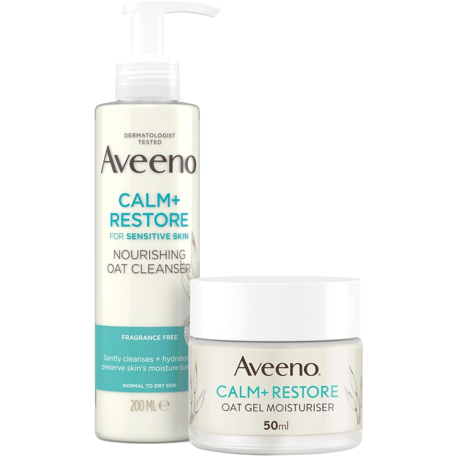 Face Calm+Restore Oat Cleanser and Oat Gel Moisturiser Duo | Nourishing Skincare Bundle with Gentle  Oat Cleanser (200Ml) and  Oat Gel Moisturiser (50Ml) Ideal for Sensitive Skin