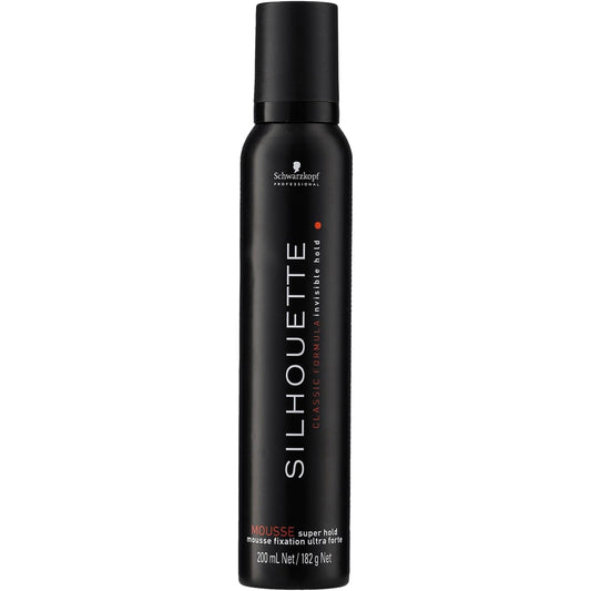 Silhouette Super Hold Hair Mousse for Hair Styling without Overburdening Strong Invisible Long Lasting Hold Quick Drying Non Sticky Super Shine 200 Ml