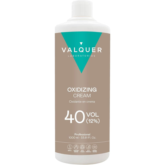 Valquer Professional Oxygenated Stabilized Cream, 40 Volumes (12%), Permanent Hair Color, Professional Hairdressing Use, Vegan Formulation, 1000 Milliliters