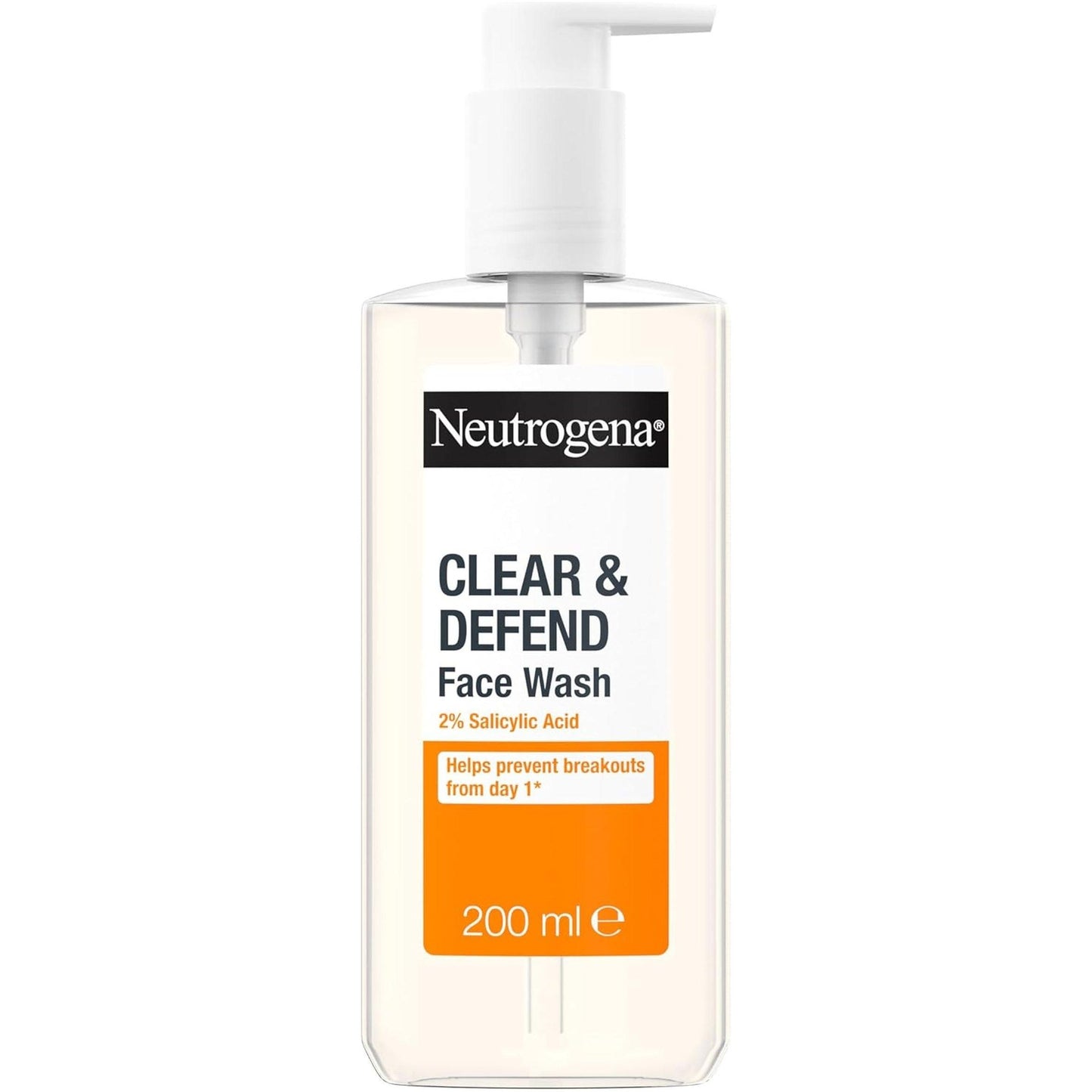 Clear & Defend Face Wash (1X 200Ml), Oil-Free Facial Cleanser for Spot-Prone Skin, Facial Wash with Purifying 2% Salicylic Acid to Help Prevent Breakouts for Smoother, Clearer Skin