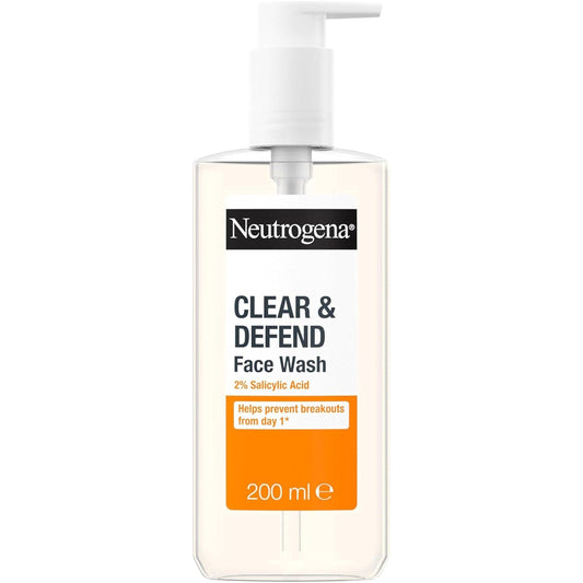 Clear & Defend Face Wash (1X 200Ml), Oil-Free Facial Cleanser for Spot-Prone Skin, Facial Wash with Purifying 2% Salicylic Acid to Help Prevent Breakouts for Smoother, Clearer Skin