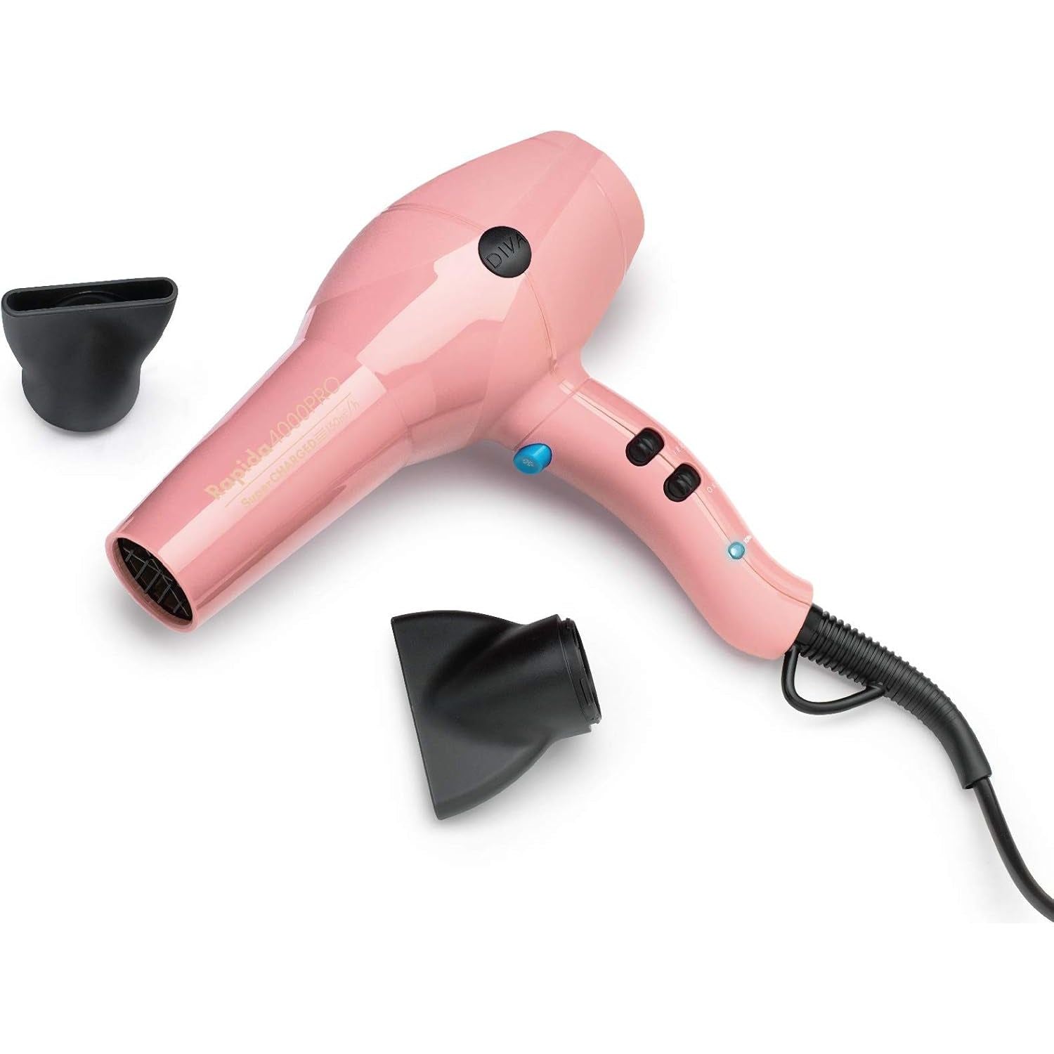 Rapida 4000 Pro Dryer Blush - 2200W Professional Hairdryer with Ionic Conditioning, PRO114 & Digital Straightener and Styler Onyx