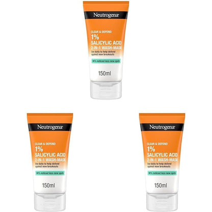 ® Clear & Defend 1% Salicylic Acid 2-IN-1 Wash-Mask 150Ml (Pack of 3)