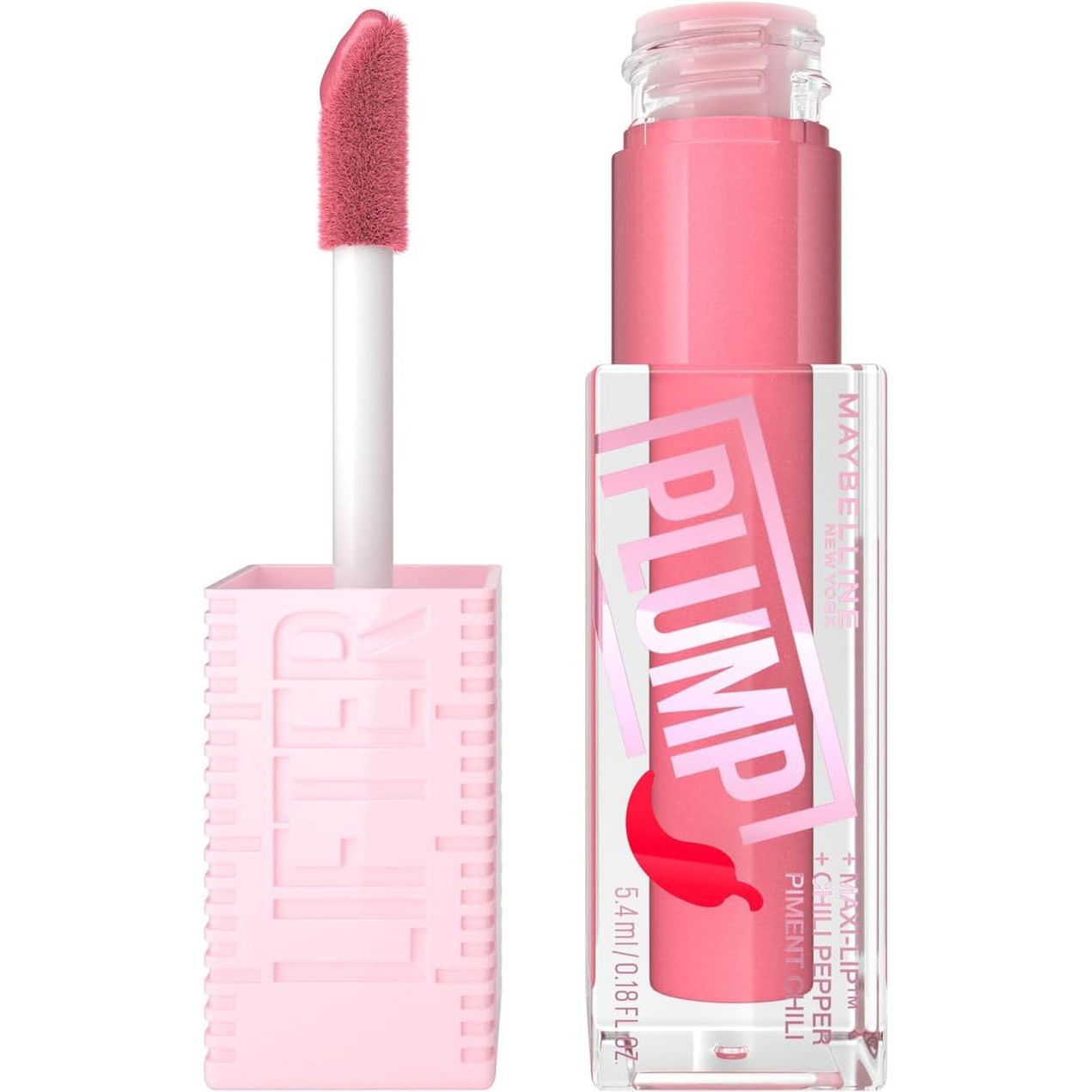 New York, Lifter Plump Lip Gloss, Lasting Plump, Heated Formula with Hyaluronic Acid and Chilli Pepper, XL Wand, Vegan Formula, Shade: 001 Blush Blaze