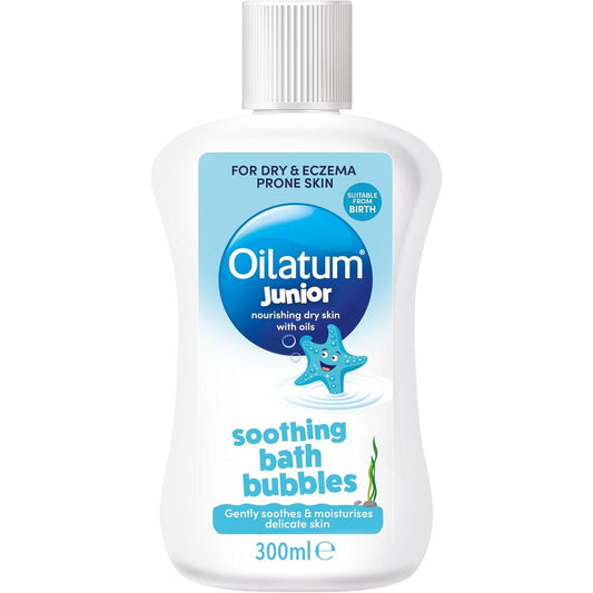 Junior Soothing Bath Bubbles, for Dry, Sensitive & Eczema-Prone Skin, Gentle Cleanser Soothes & Moisturise Delicate Skin, Everyday Use for Babies & Children, Fragrance Free, 1 X 300Ml