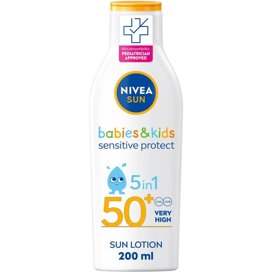 SUN Kids Protect & Sensitive Sun Lotion (200Ml) Sunscreen with SPF 50+, Kids Suncream for Sensitive Skin, Immediately Protects against Sun Exposure