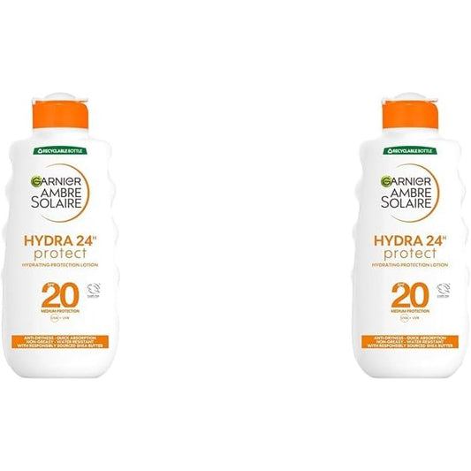 Garnier  Ultra-Hydrating Shea Butter Sun Protection Cream SPF20, Hydrating Medium Sun Protection Lotion SPF20 200 Ml (Pack of 2)