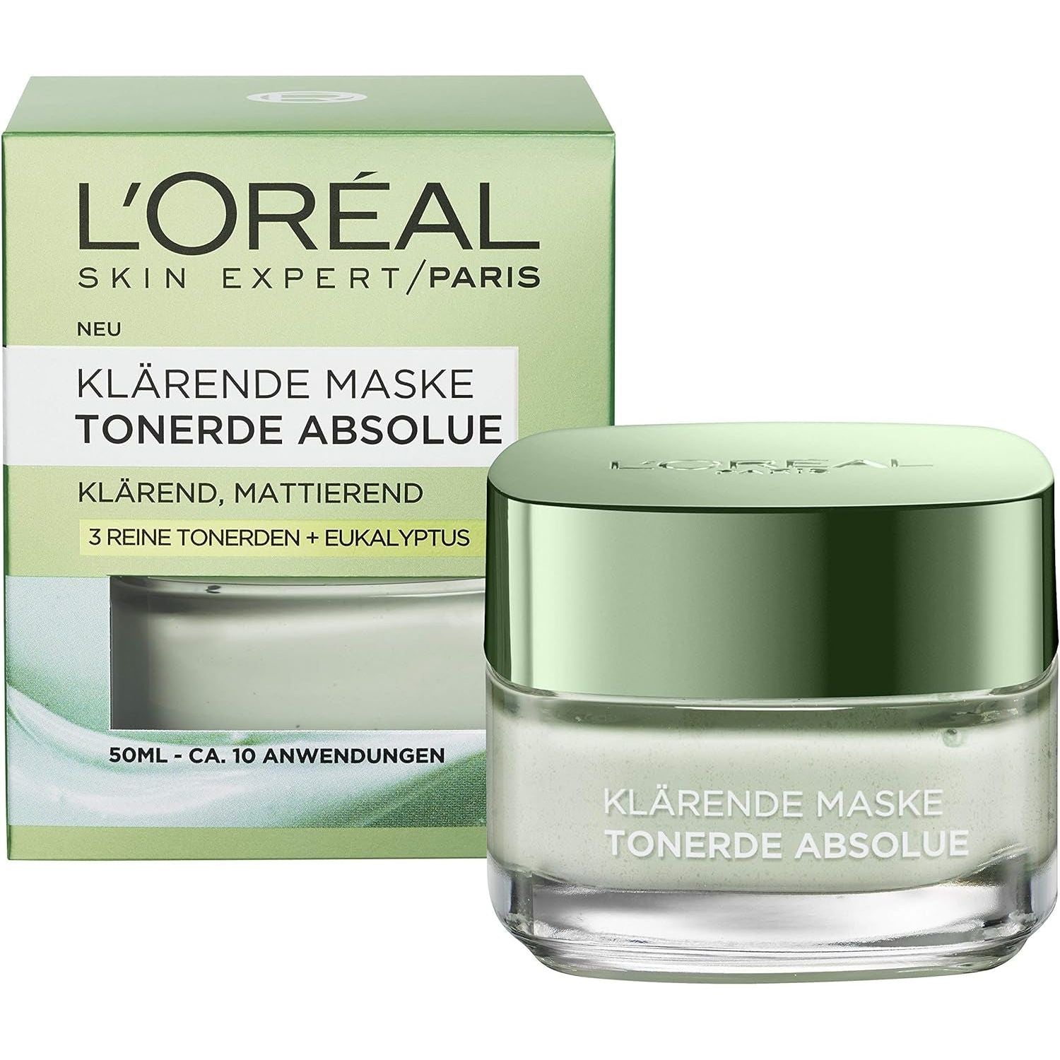 L'Oréal Paris Clay Absolue Clarifying Mask with Pure Clay and Eucalyptus Clears the Skin Removes Impurities and Refines Pores 50 Ml
